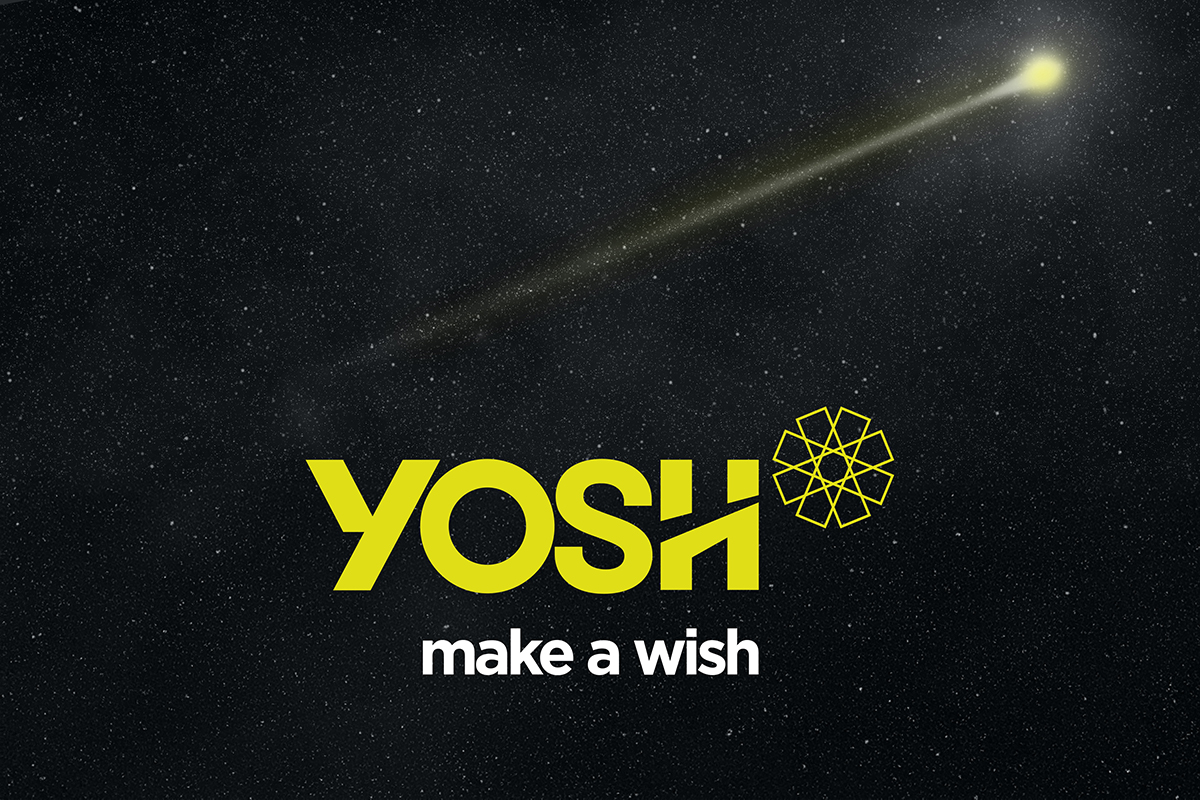 Nome empresarial e design de marca para o e-commerce YOSH, projeto de naming e branding assinado por ENTRE Design.