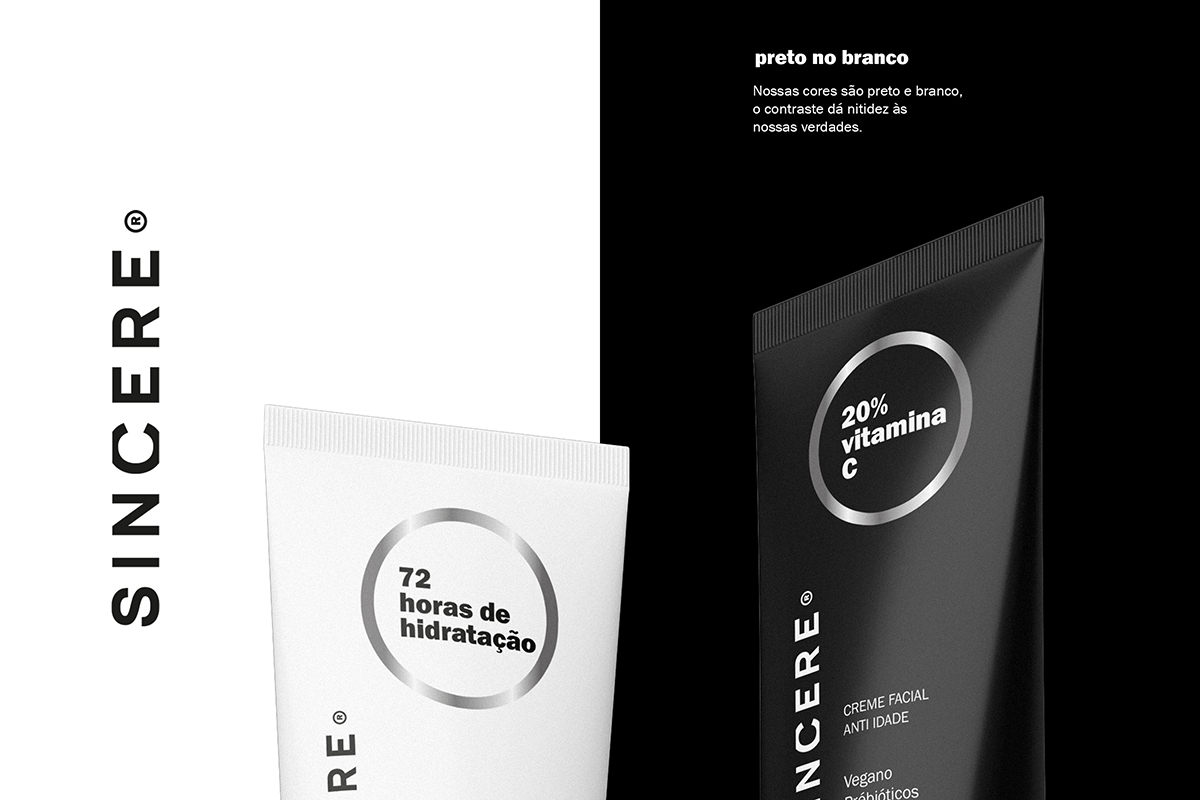 Design de embalagens para dermocosméticos SINCERE. Projeto assinado por ENTRE Design.