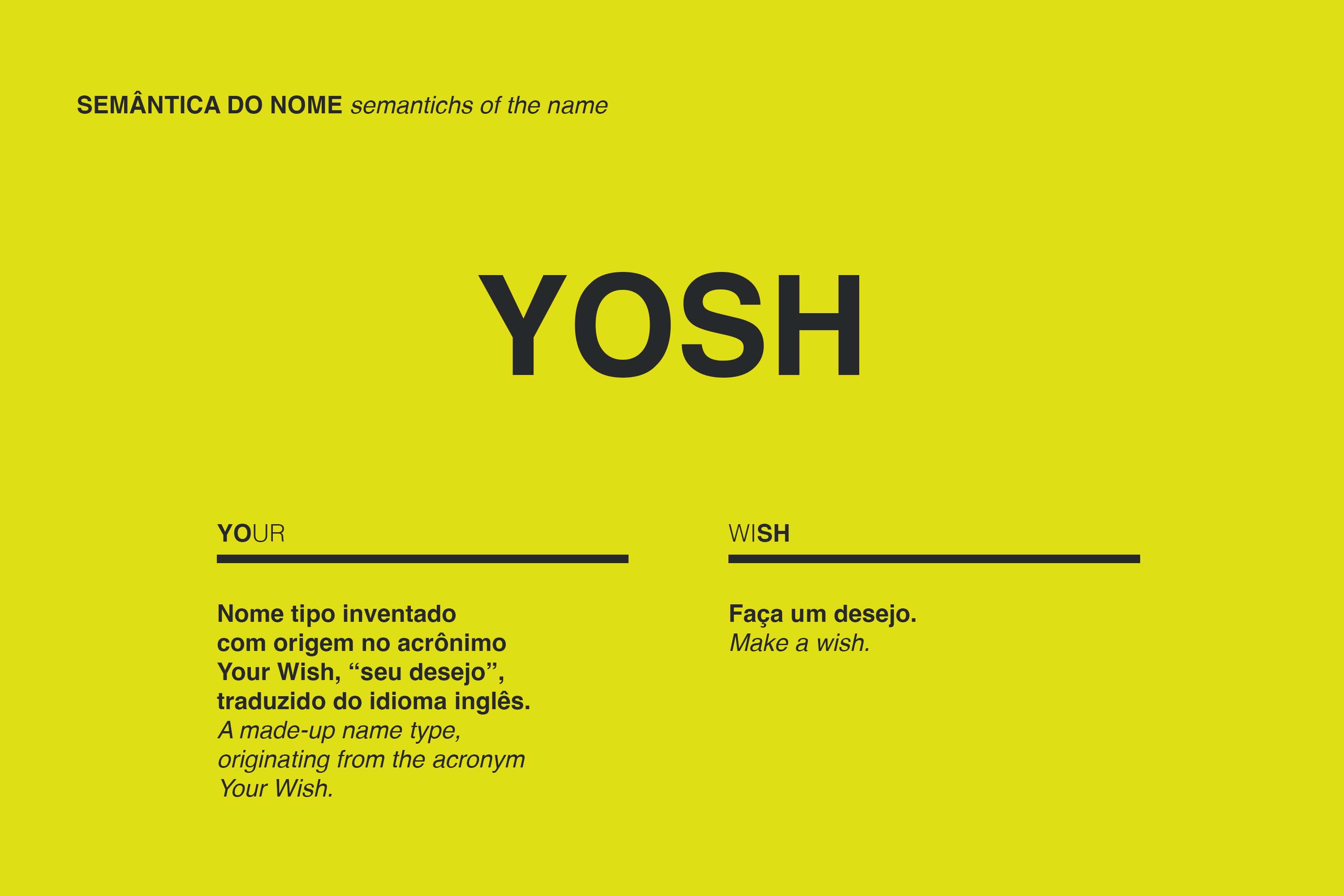 Business name and brand design for the e-commerce platform YOSH, a naming and branding project created by ENTRE Design.